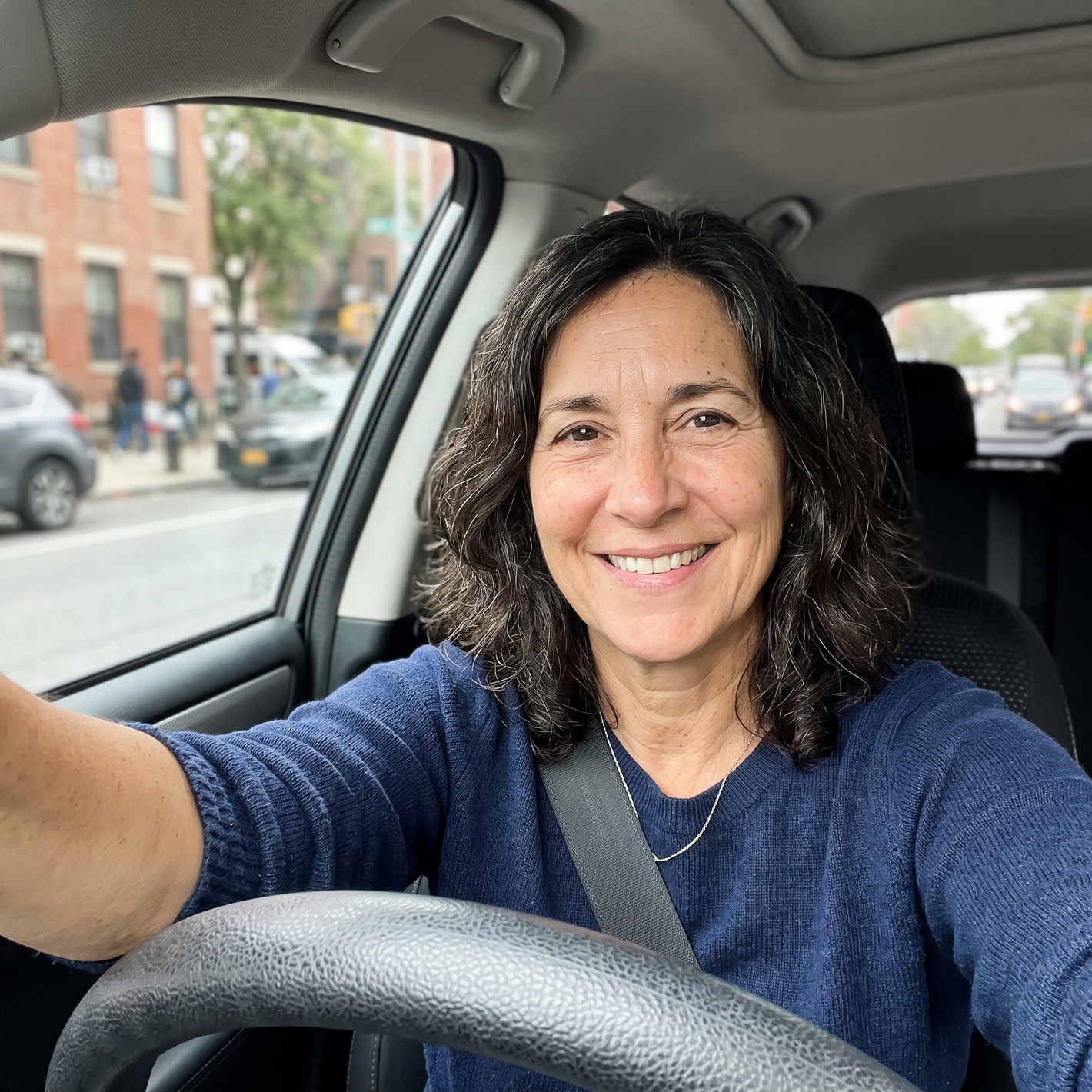 Customer selfie Diane in her car