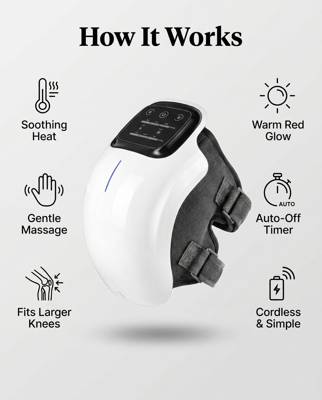 How the ThermaLux knee massager works - heat, red light and massage