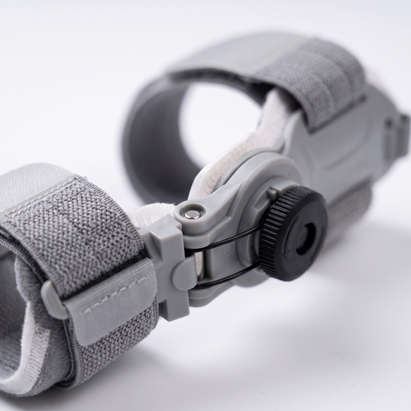 Close-up of the adjustable hinge mechanism