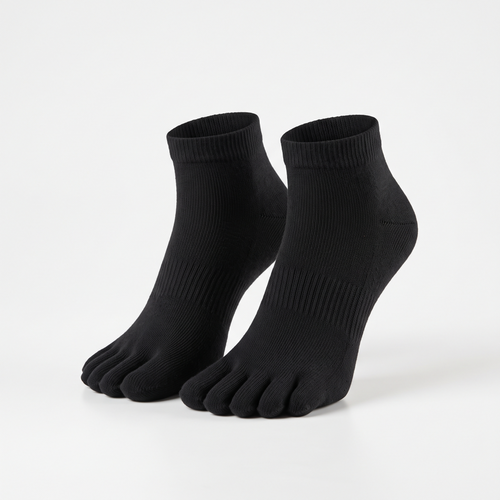Black five-toe comfort socks