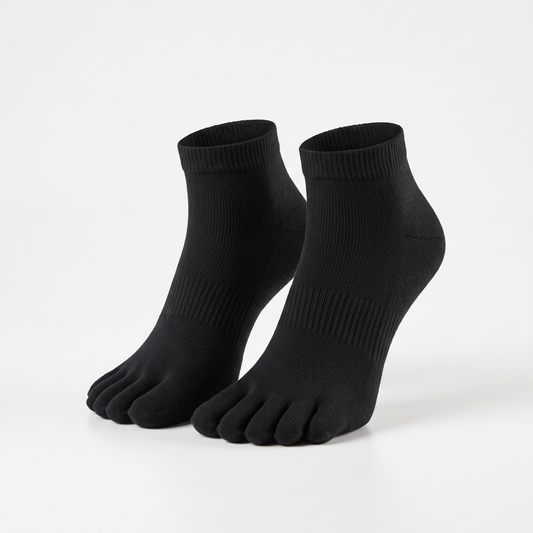 Black five-toe comfort socks