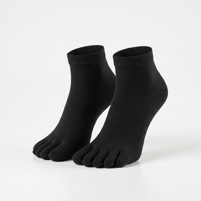 Black five-toe comfort socks