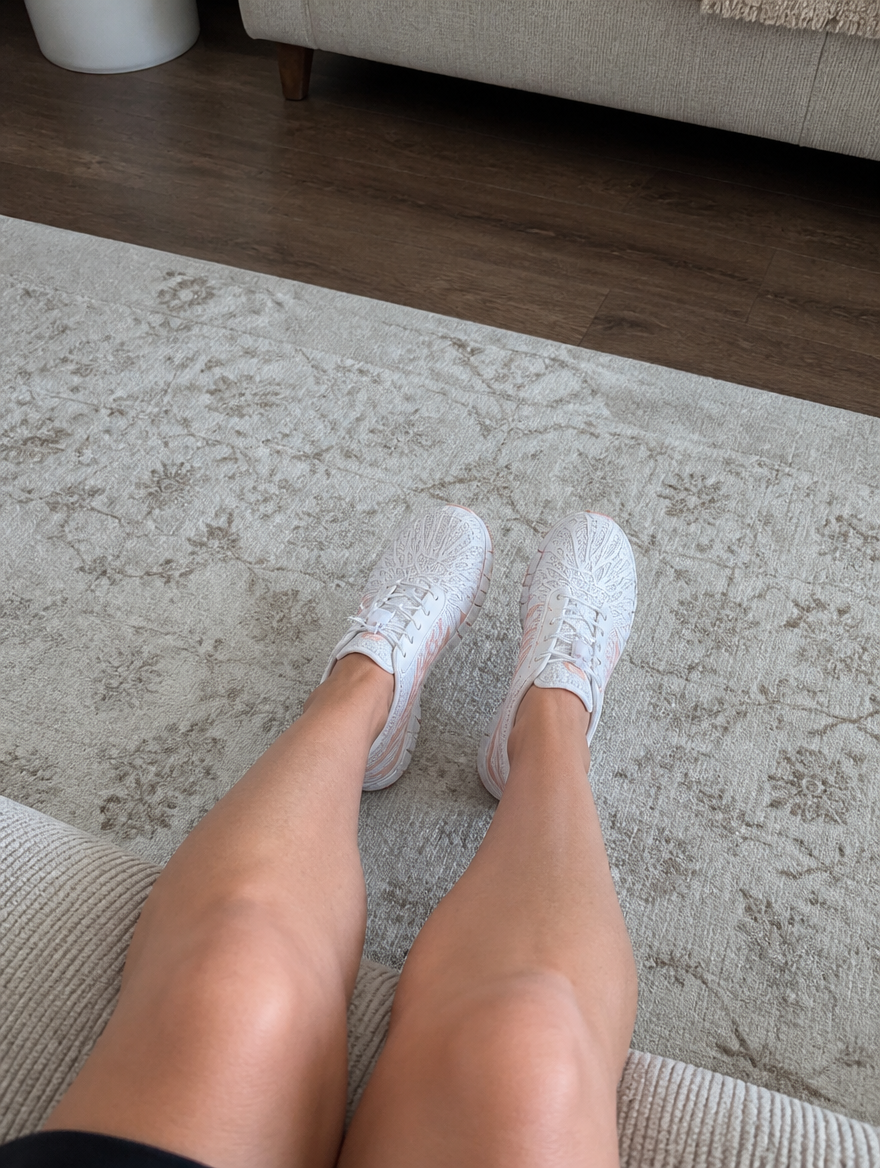 Customer review photo - Jennifer wearing ReWired shoes
