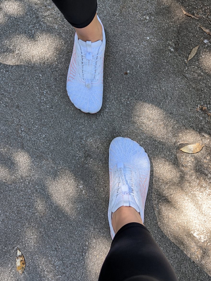 Customer review photo - Sarah walking in ReWired shoes